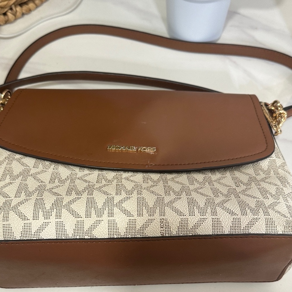 Michael Kors Tan and Cream Crossbody Bag